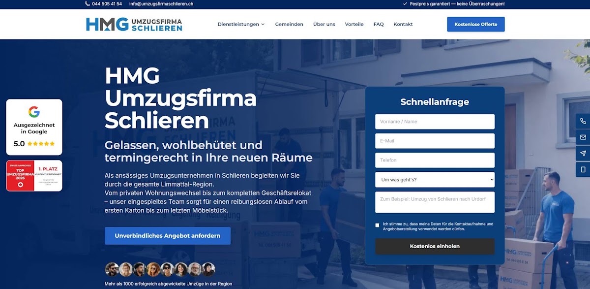 HMG Umzugsfirma Schlieren Titelbild